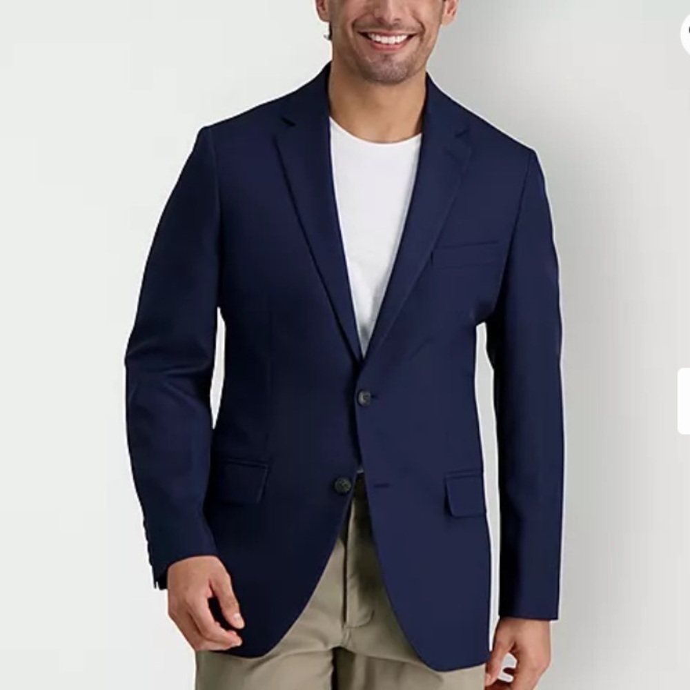 Men's Haggar The Active Series Tailored Stretch Modern Fit Navy Sports Coat